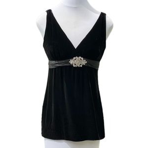 Laundry by Shelli Segal Elegant Sleeveless Top Velvet Feel Small SM  Bla…
